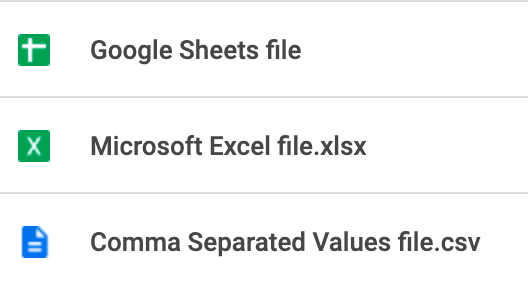 If you forget to convert uploads, Google Drive will keep files in their original format with these icons.
