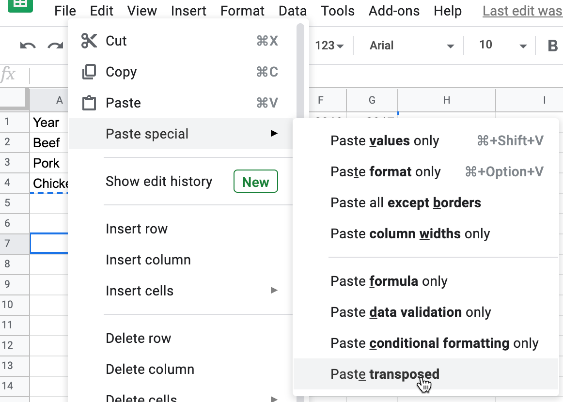 Go to Edit - Paste Special - Paste Transposed to swap rows and columns.